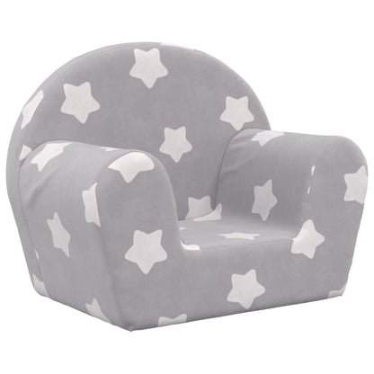 Divano per Bambini grigio chiaro con Stelle in Morbido Peluche