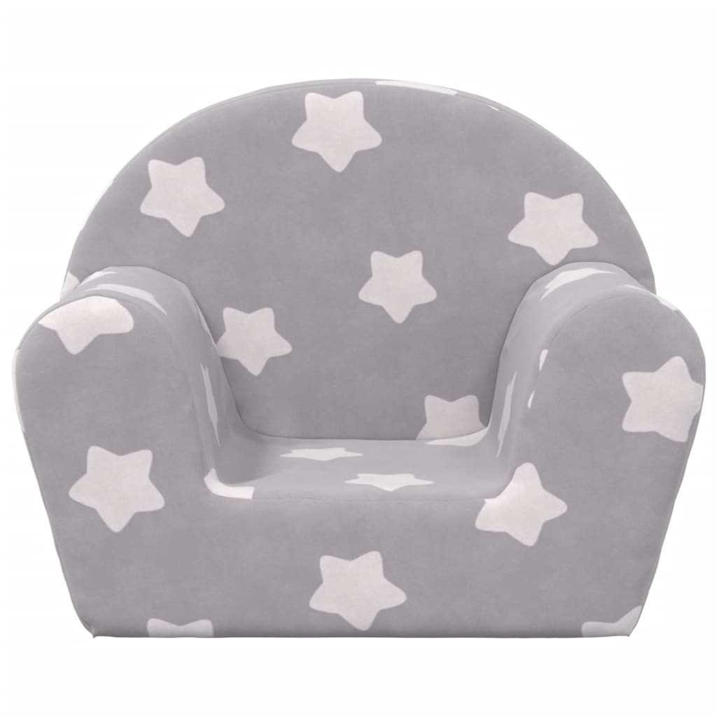 Divano per Bambini Grigio Chiaro con Stelle in Morbido Peluche - homemem39