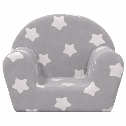 Divano per Bambini Grigio Chiaro con Stelle in Morbido Peluche - homemem39
