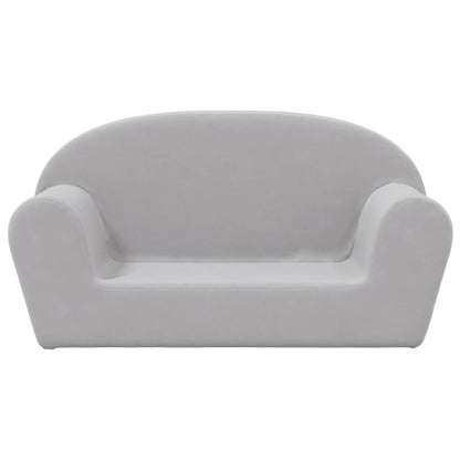 Divano per Bambini a 2 Posti Grigio Chiaro in Morbido Peluche | homemem39