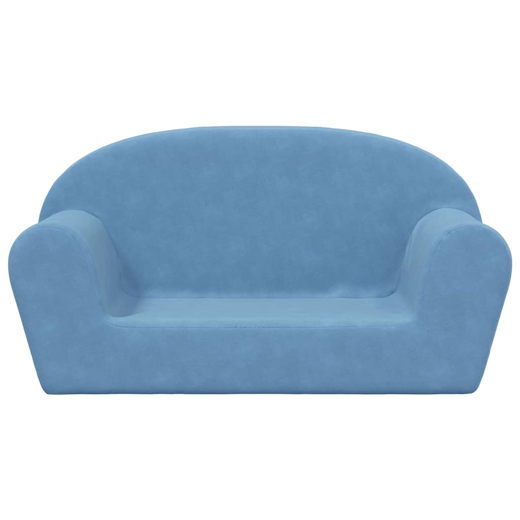 Divano per Bambini a 2 Posti Blu in Morbido Peluche | homemem39