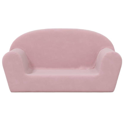 Divano per Bambini a 2 Posti Rosa in Morbido Peluche | homemem39
