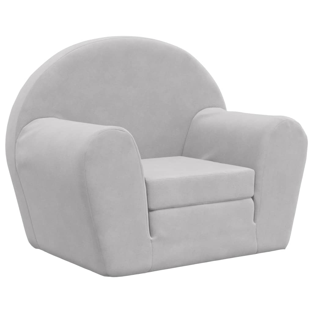Divano Letto per Bambini Grigio Chiaro in Morbido Peluche | homemem39