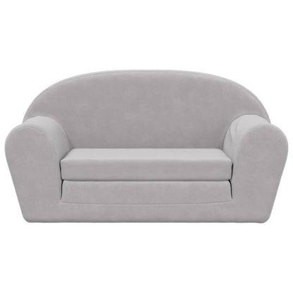 Divano Letto Bambini a 2 Posti Grigio Chiaro in Morbido Peluche