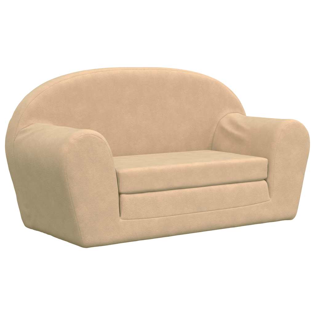 Divano Letto per Bambini a 2 Posti Crema in Morbido Peluche | homemem39