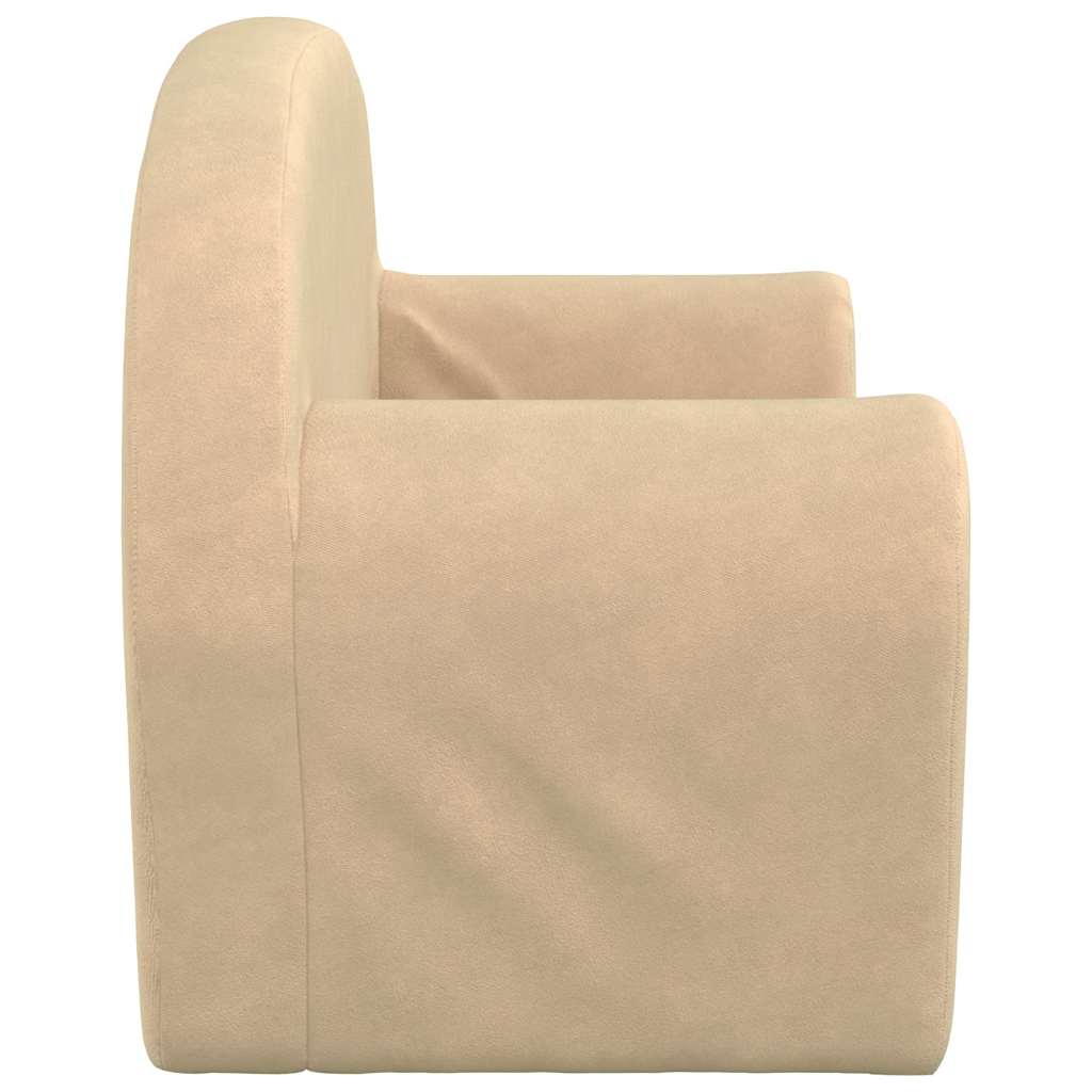 Divano Letto per Bambini a 2 Posti Crema in Morbido Peluche | homemem39