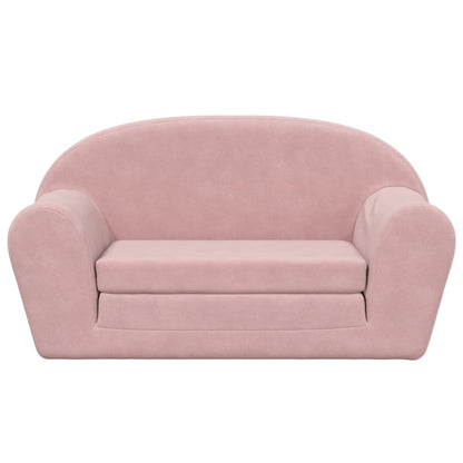 Divano Letto per Bambini a 2 Posti Rosa in Morbido Peluche