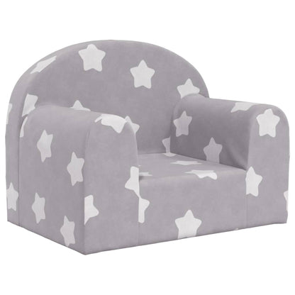 Divano per Bambini grigio chiaro con Stelle in Morbido Peluche