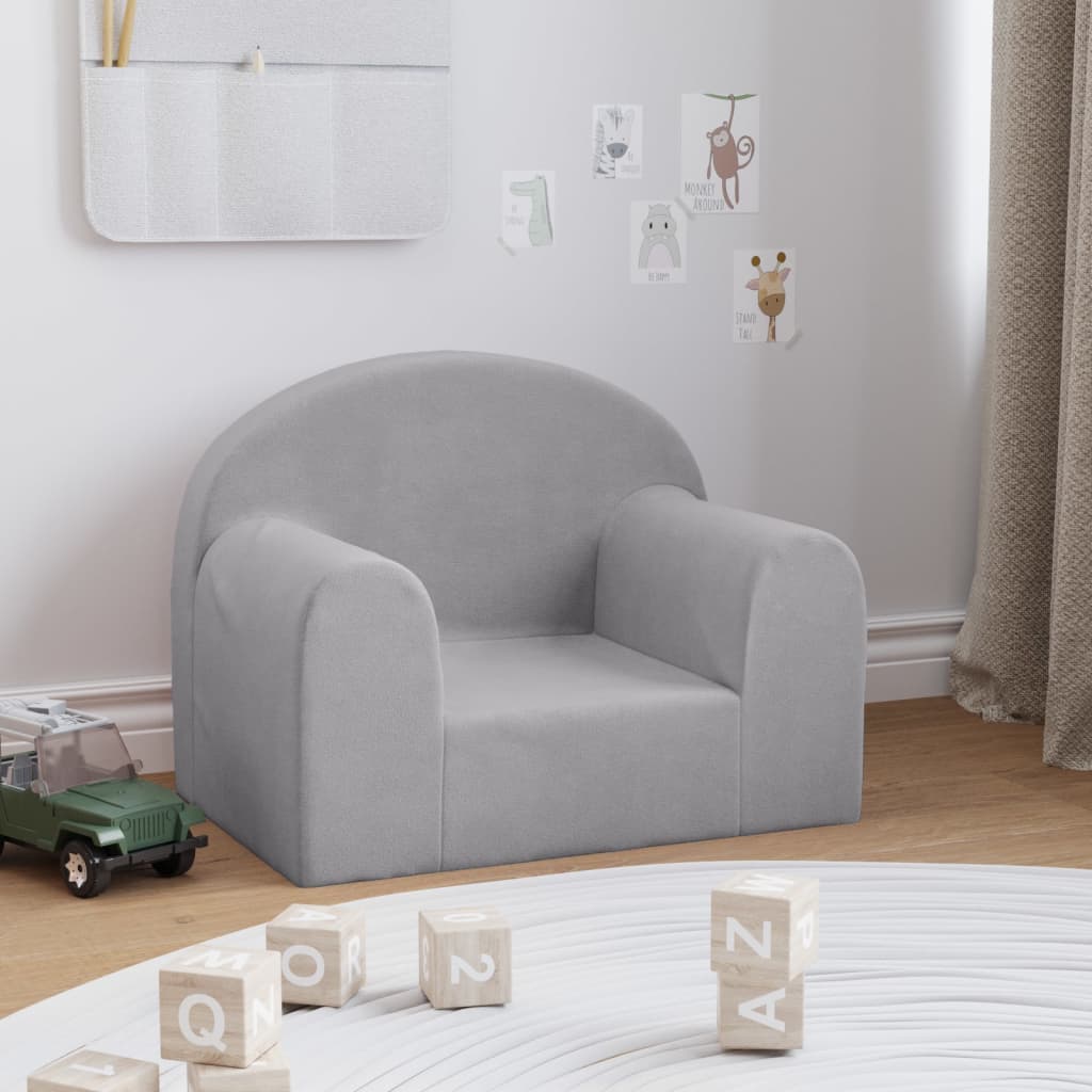 Divano per Bambini Grigio Chiaro in Morbido Peluche | homemem39