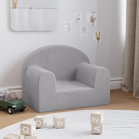 Divano per Bambini Grigio Chiaro in Morbido Peluche - homemem39