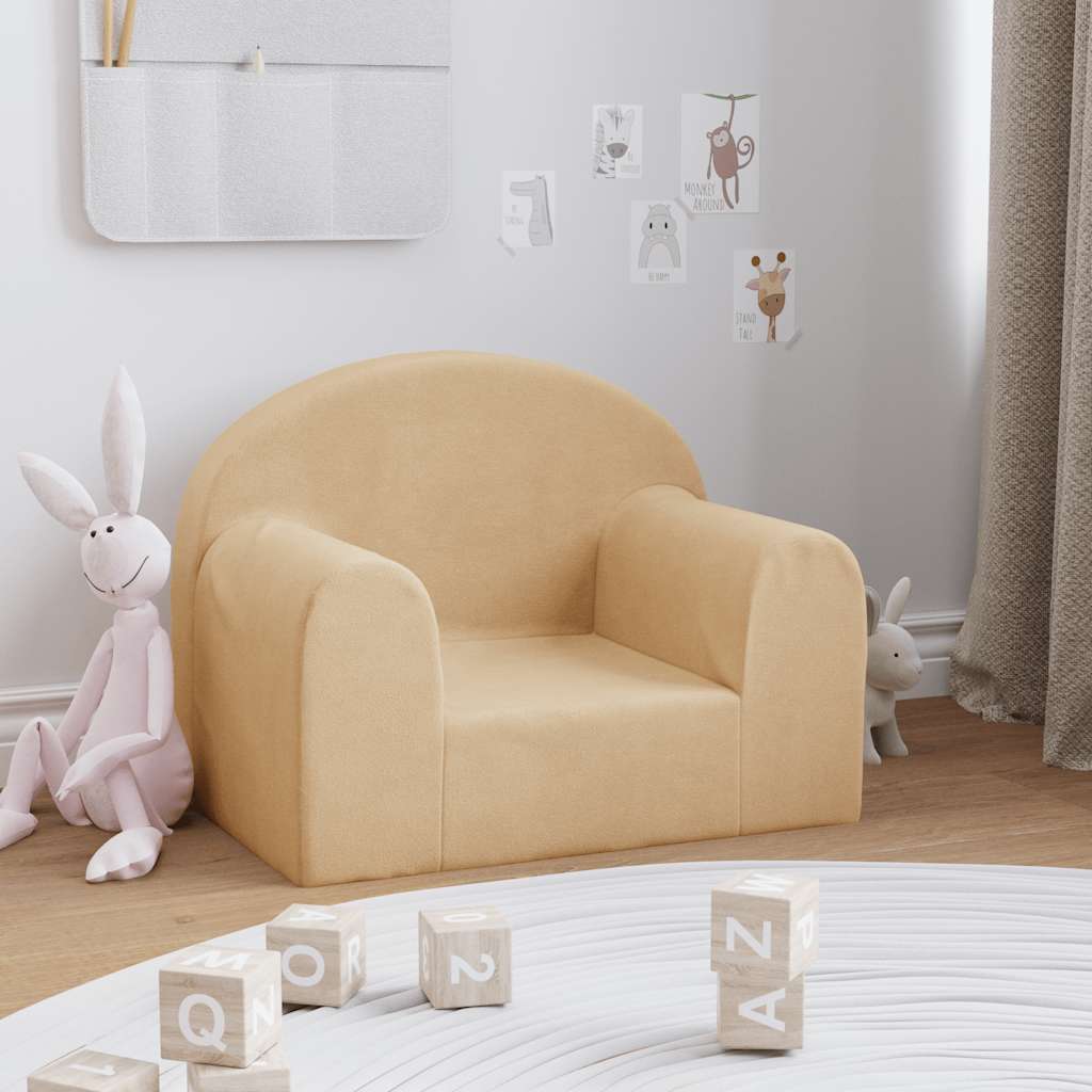 Divano per Bambini Crema in Morbido Peluche | homemem39