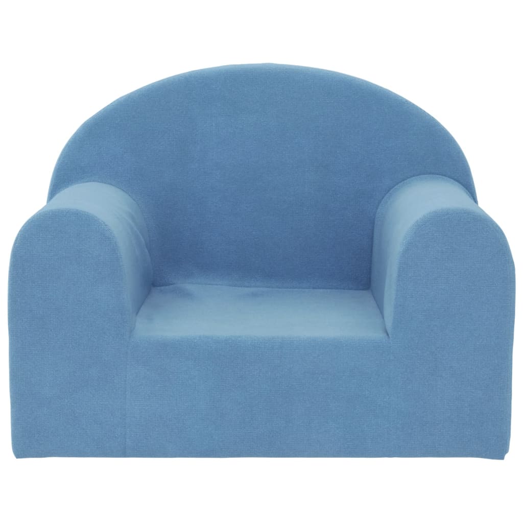Divano per Bambini Blu in Morbido Peluche