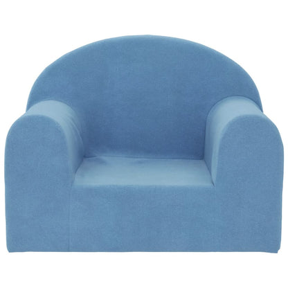 Divano per Bambini Blu in Morbido Peluche