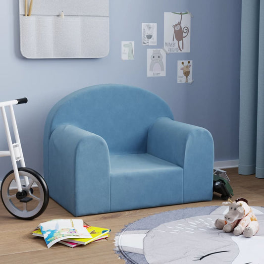 Divano per Bambini Blu in Morbido Peluche | homemem39