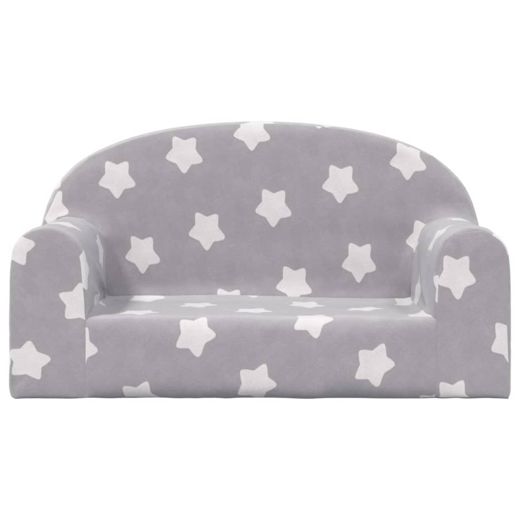 Divano Bambini 2 Posti Grigio Chiaro con Stelle Morbido Peluche | homemem39