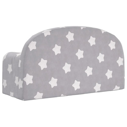 Divano Bambini 2 Posti Grigio Chiaro con Stelle Morbido Peluche | homemem39