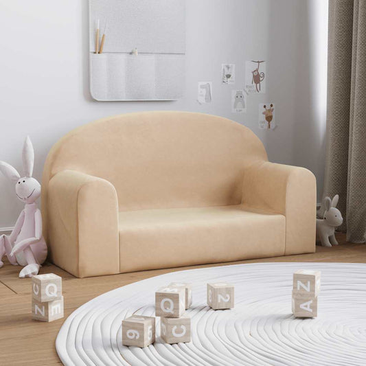 Divano per Bambini a 2 Posti Crema in Morbido Peluche | homemem39