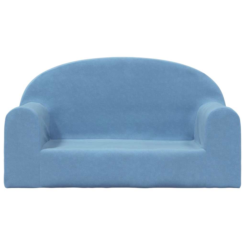 Divano per Bambini a 2 Posti Blu in Morbido Peluche | homemem39