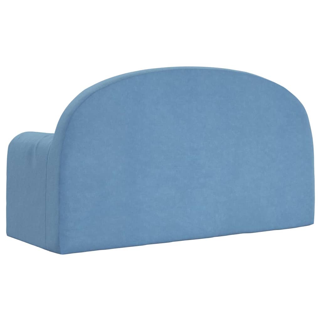 Divano per Bambini a 2 Posti Blu in Morbido Peluche | homemem39