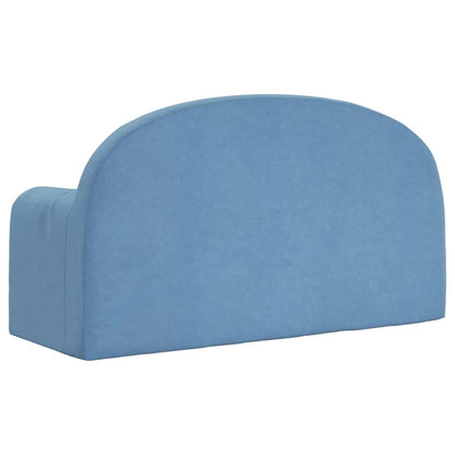 Divano per Bambini a 2 Posti Blu in Morbido Peluche | homemem39