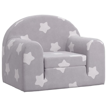 Divano Letto Bambini Grigio Chiaro con Stelle Morbido Peluche | homemem39