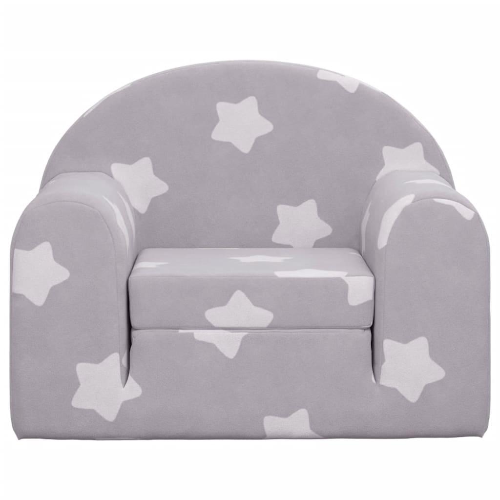 Divano Letto Bambini Grigio Chiaro con Stelle Morbido Peluche | homemem39