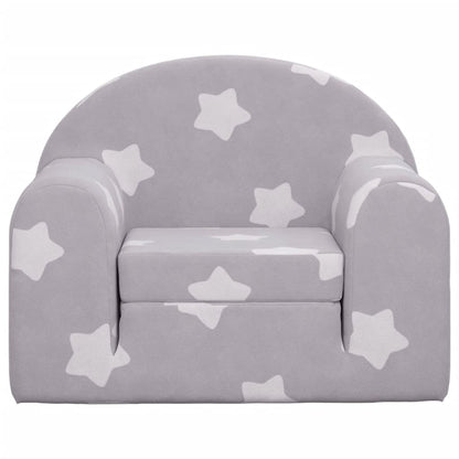 Divano Letto Bambini Grigio Chiaro con Stelle Morbido Peluche | homemem39