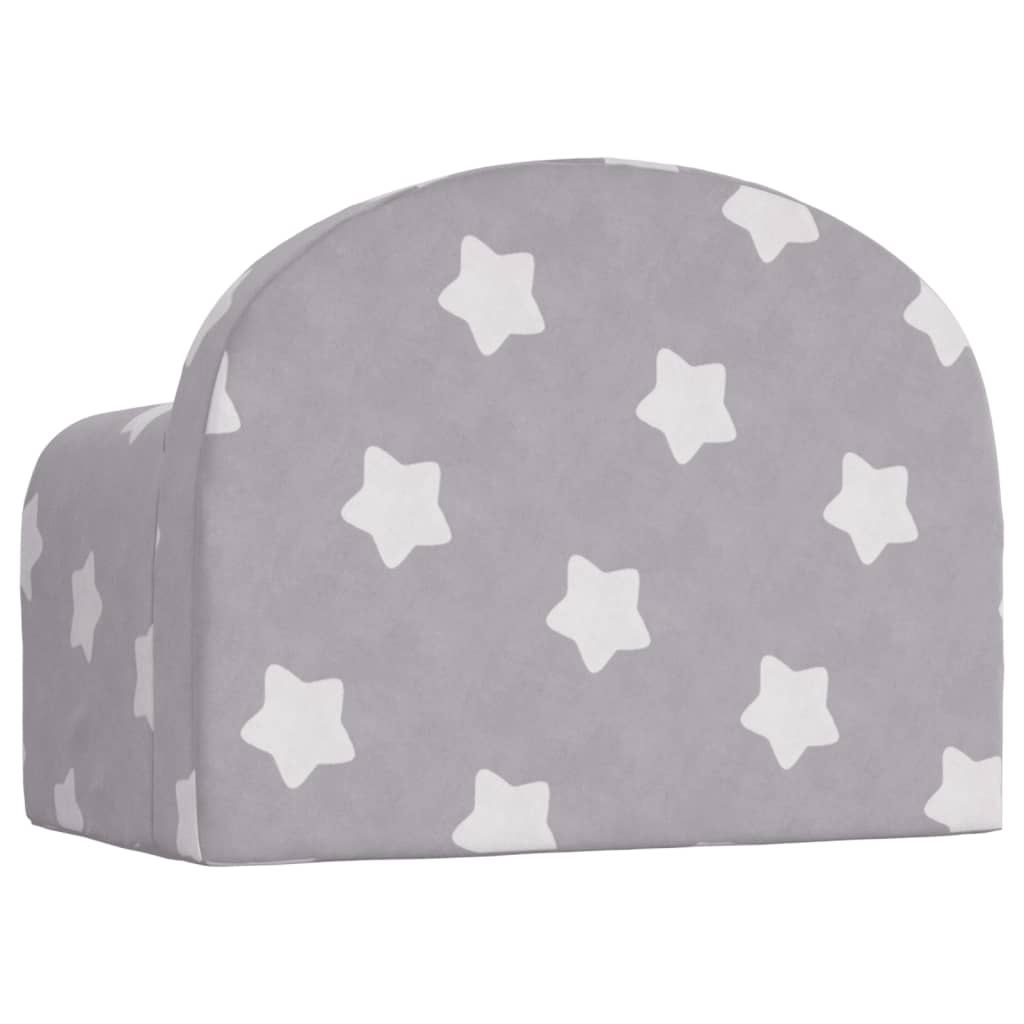 Divano Letto Bambini Grigio Chiaro con Stelle Morbido Peluche | homemem39