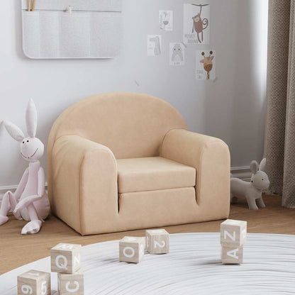 Divano Letto per Bambini Crema in Morbido Peluche | homemem39