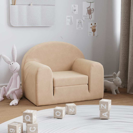 Divano Letto per Bambini Crema in Morbido Peluche | homemem39