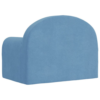 Divano Letto per Bambini Blu in Morbido Peluche