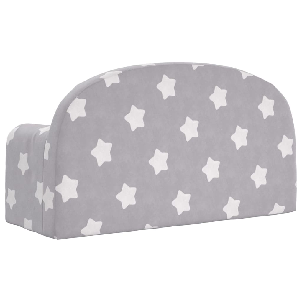 Divano Letto Bambini a 2 Posti Grigio Chiaro con Stelle Peluche | homemem39