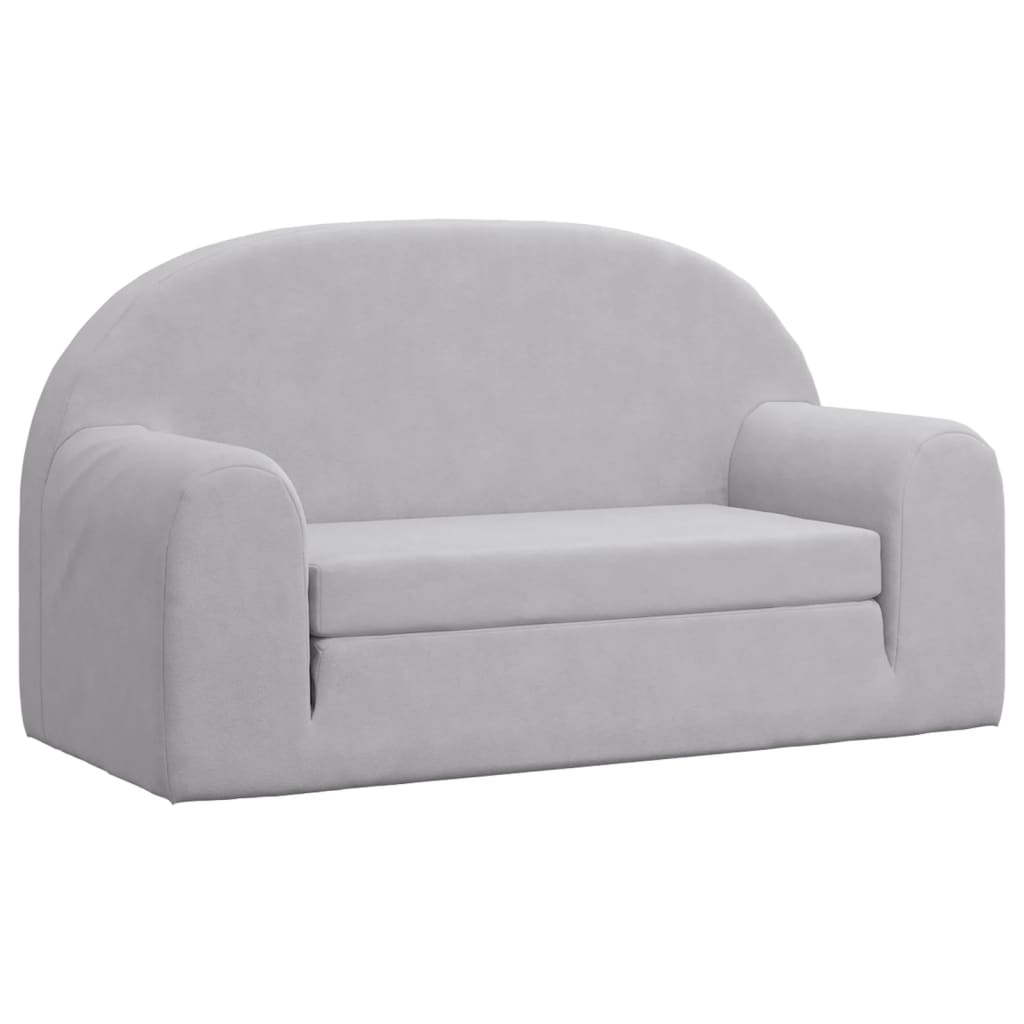 Divano Letto Bambini a 2 Posti Grigio Chiaro in Morbido Peluche