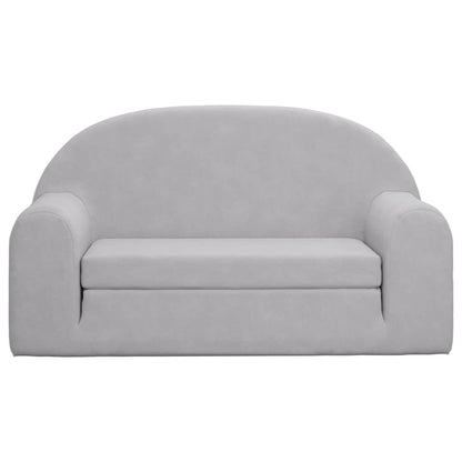 Divano Letto Bambini a 2 Posti Grigio Chiaro in Morbido Peluche | homemem39