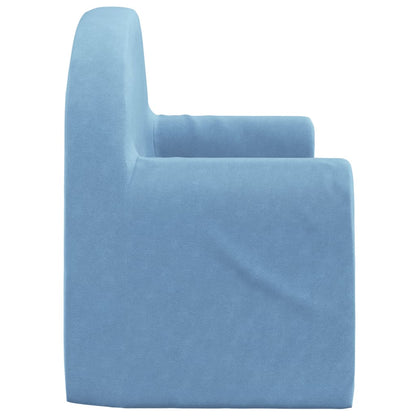 Divano Letto per Bambini a 2 Posti Blu in Morbido Peluche