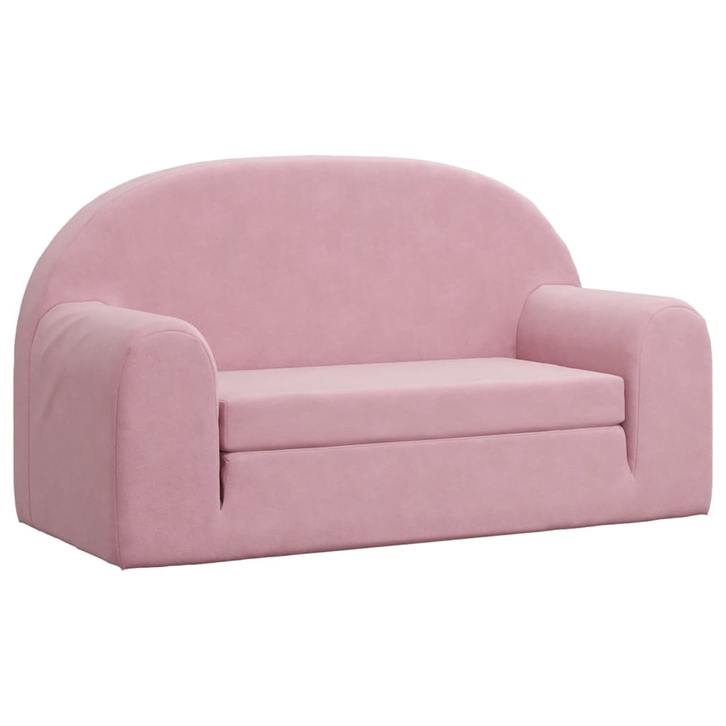 Divano Letto per Bambini a 2 Posti Rosa in Morbido Peluche | homemem39
