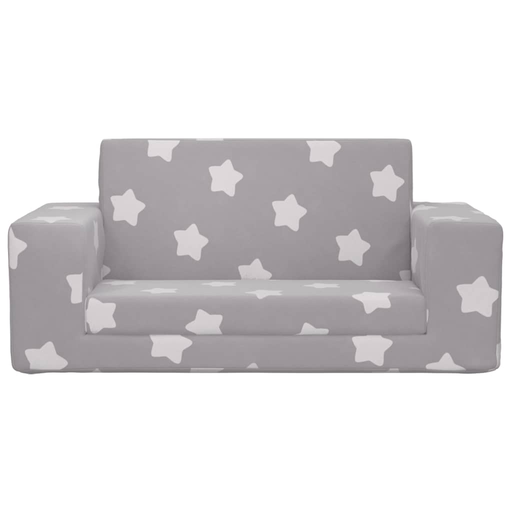 Divano Letto Bambini a 2 Posti Grigio Chiaro con Stelle Peluche | homemem39