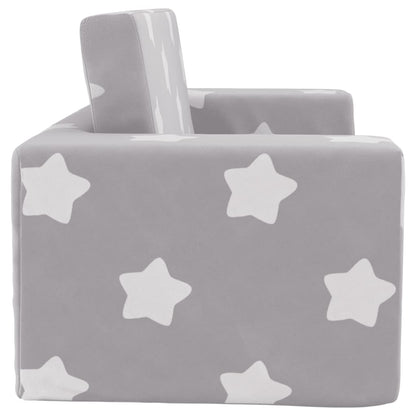 Divano Letto Bambini a 2 Posti Grigio Chiaro con Stelle Peluche | homemem39