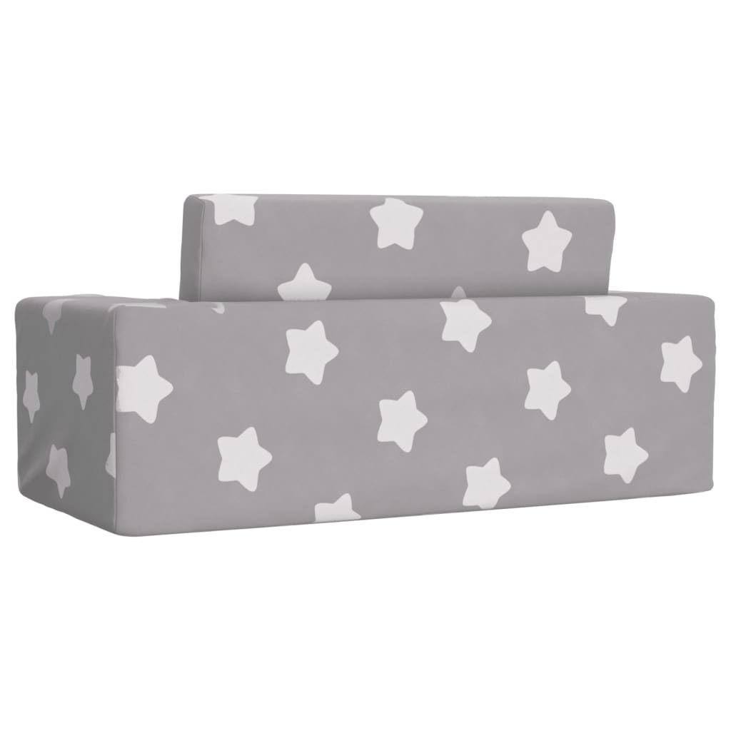 Divano Letto Bambini a 2 Posti Grigio Chiaro con Stelle Peluche | homemem39
