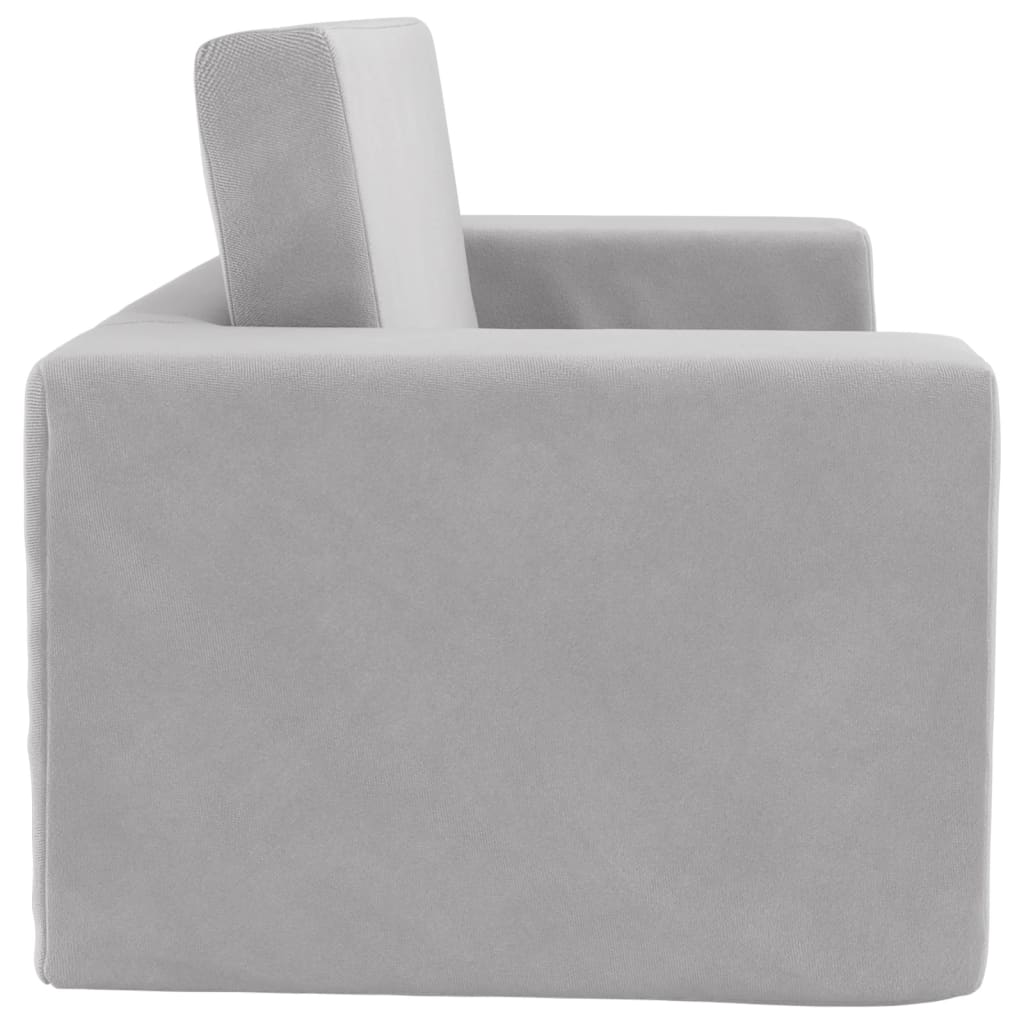 Divano Letto Bambini a 2 Posti Grigio Chiaro in Morbido Peluche | homemem39