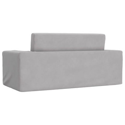 Divano Letto Bambini a 2 Posti Grigio Chiaro in Morbido Peluche | homemem39