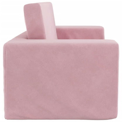 Divano Letto per Bambini a 2 Posti Rosa in Morbido Peluche | homemem39