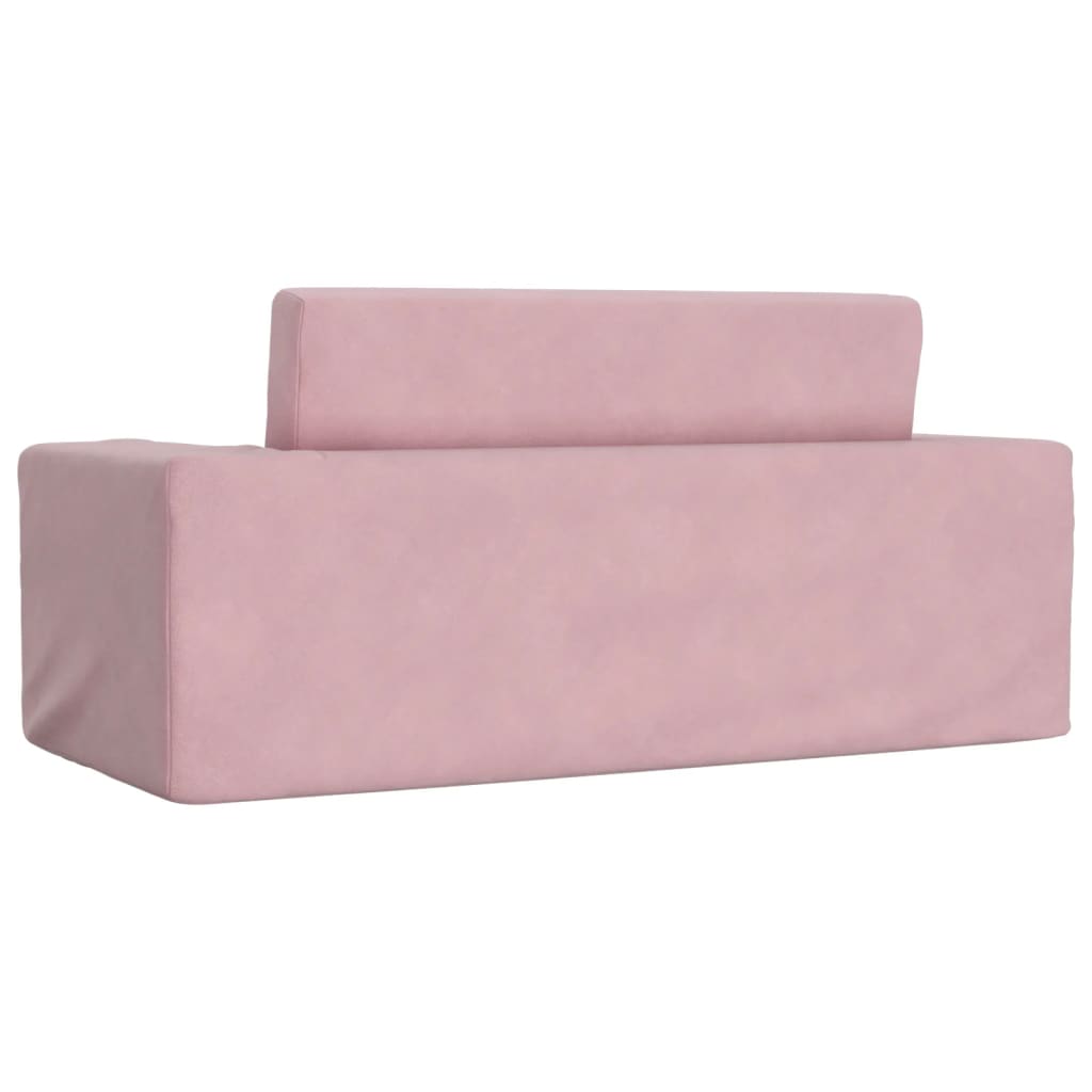 Divano Letto per Bambini a 2 Posti Rosa in Morbido Peluche | homemem39