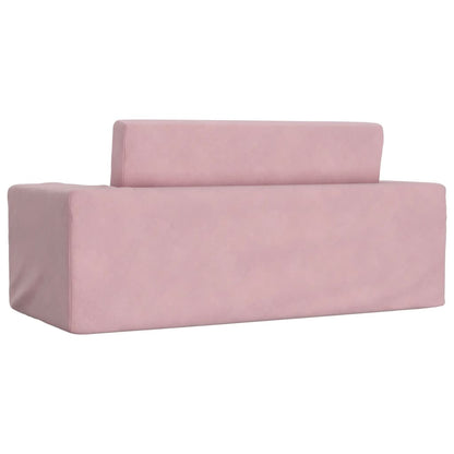 Divano Letto per Bambini a 2 Posti Rosa in Morbido Peluche | homemem39