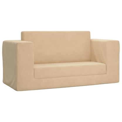 Divano Letto per Bambini a 2 Posti Crema in Morbido Peluche | homemem39