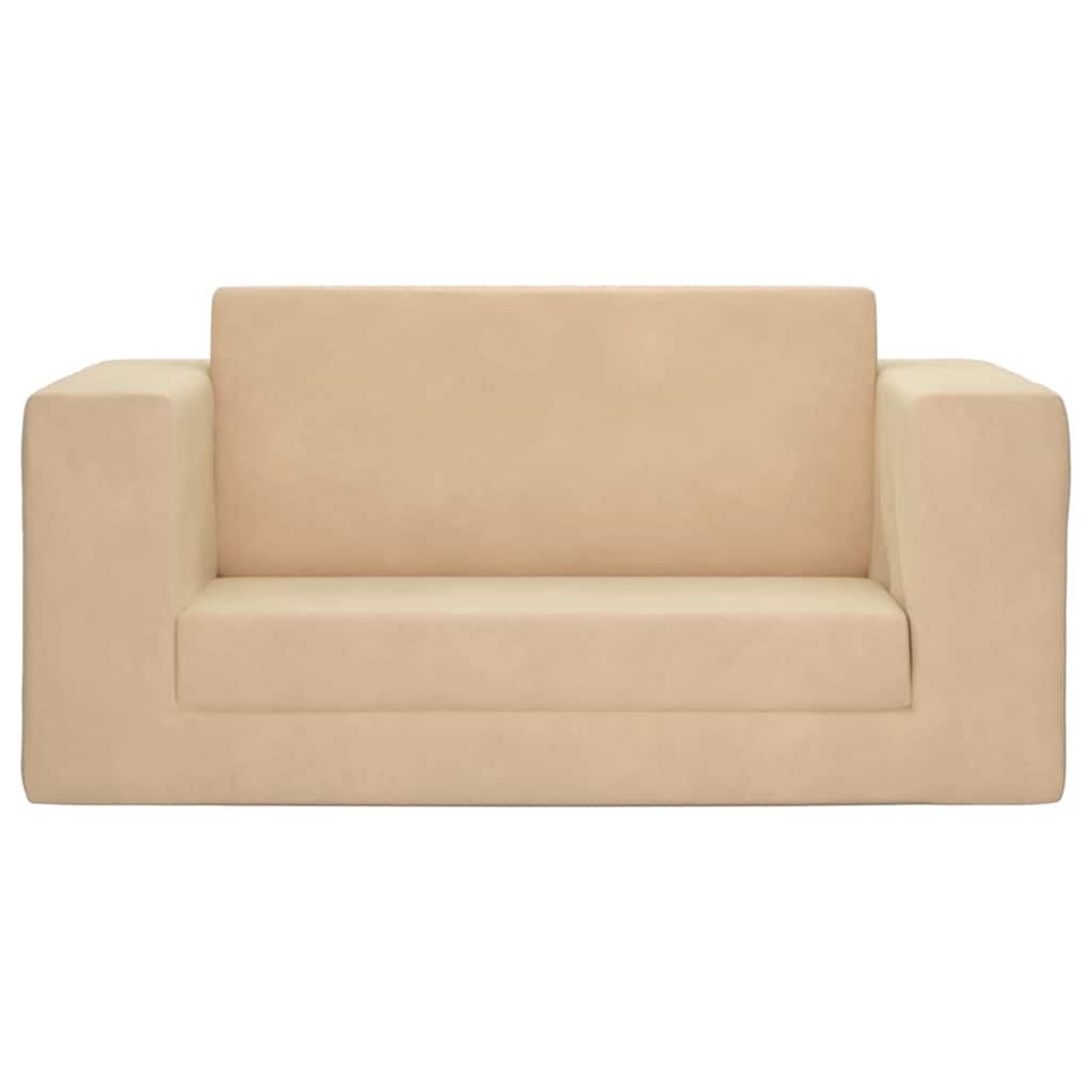 Divano Letto per Bambini a 2 Posti Crema in Morbido Peluche | homemem39