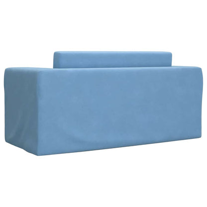 Divano Letto per Bambini a 2 Posti Blu in Morbido Peluche