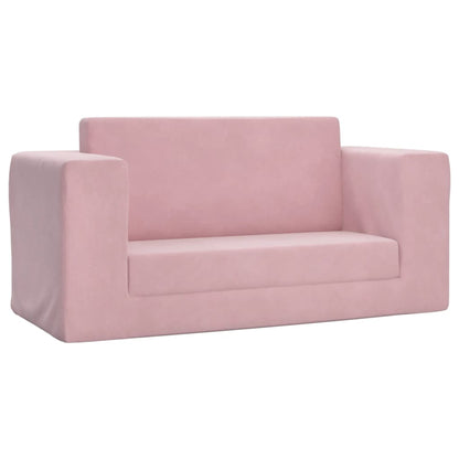 Divano Letto per Bambini a 2 Posti Rosa in Morbido Peluche