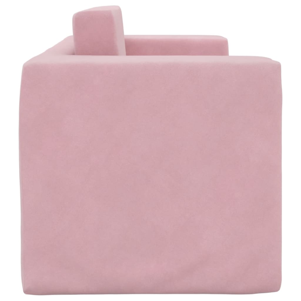 Divano Letto per Bambini a 2 Posti Rosa in Morbido Peluche