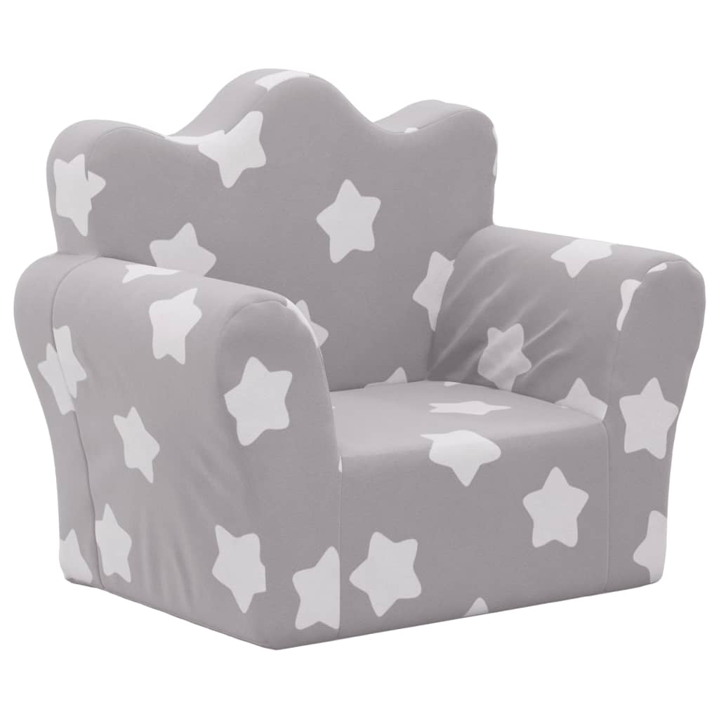Divano per Bambini grigio chiaro con Stelle in Morbido Peluche